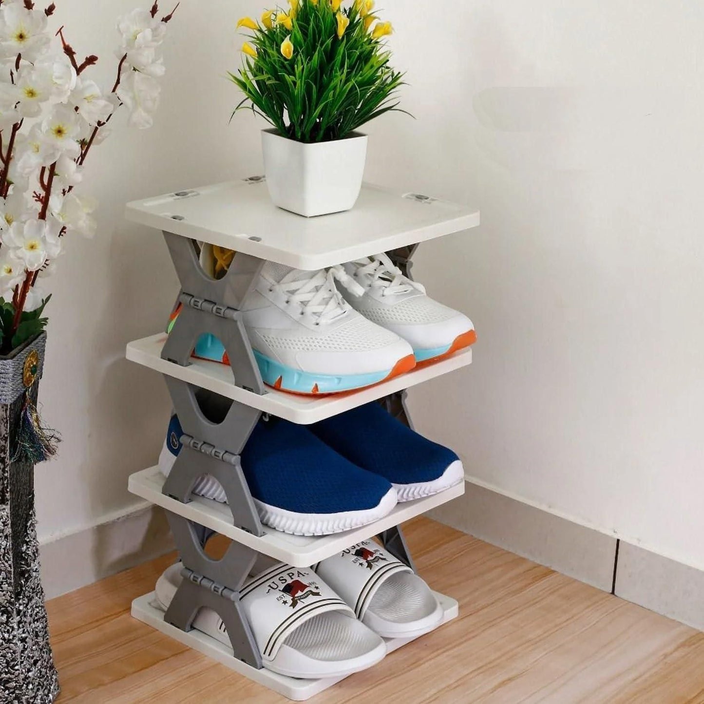 Smart Foldable Shoes Shelf 4 Tier Shoe Rack