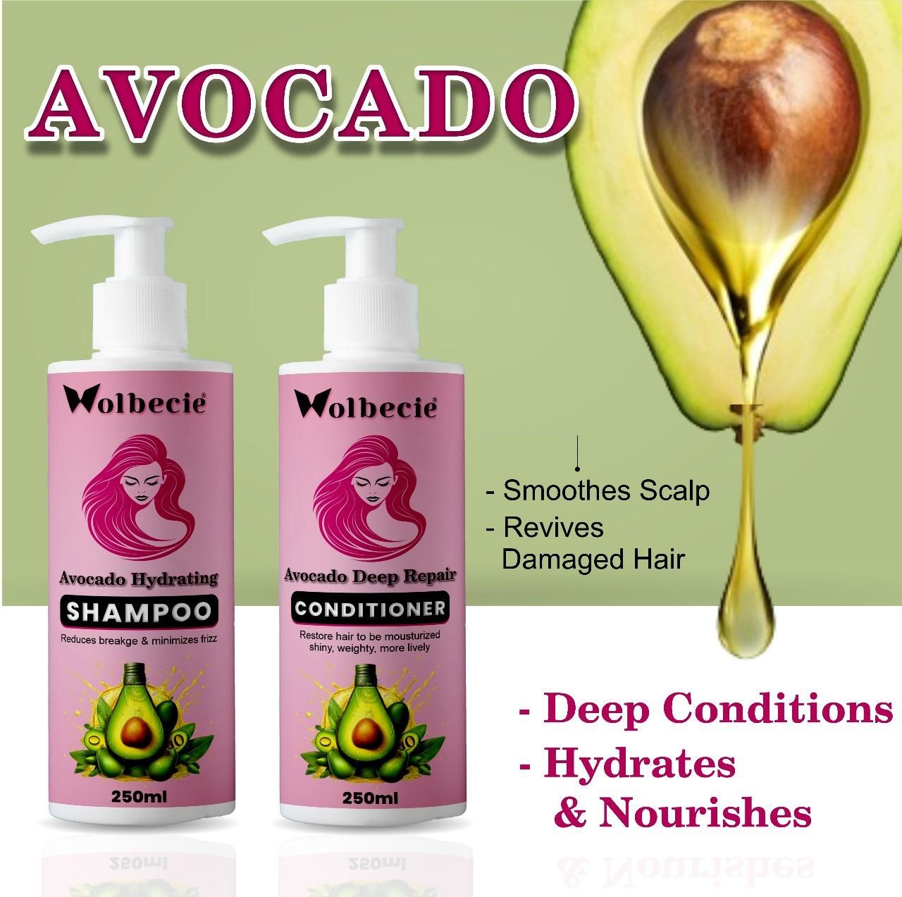 Avocado shampoo and conditioner 250 ML (Combo)