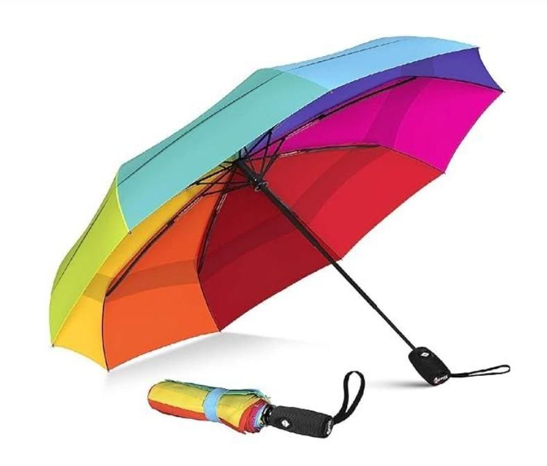 Windproof  Rainbow Umberalla Large -3 Fold with Auto Open (Pack Of 1)