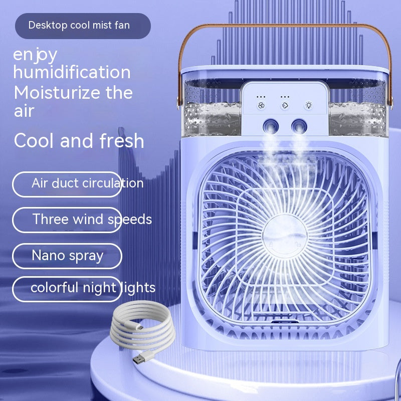 New Charging Version 3 In 1 Air Humidifier Cooling Fan LED Night Light Water Mist Humidification Fan Spray Electric Fan