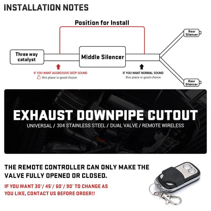 Universal 2" 2.25'' 2.5'' 3" Double Valve Electric Exhaust Cut Out Valve Exhaust Pipe Muffler Kit with Wireless Remote Control