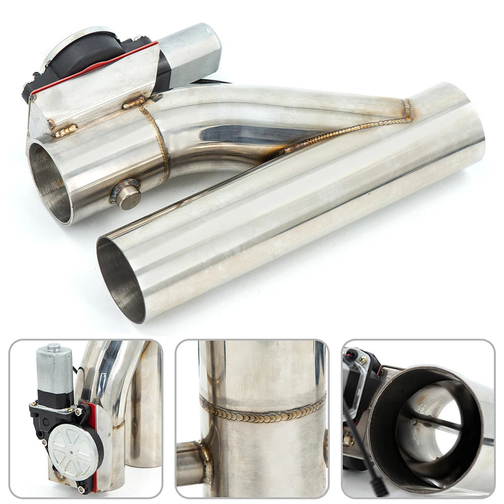 Stainless Steel Y Pipe Single Valve Electric Exhaust E-Cutout ON/OFF Valve With Remote Or Switch Controller