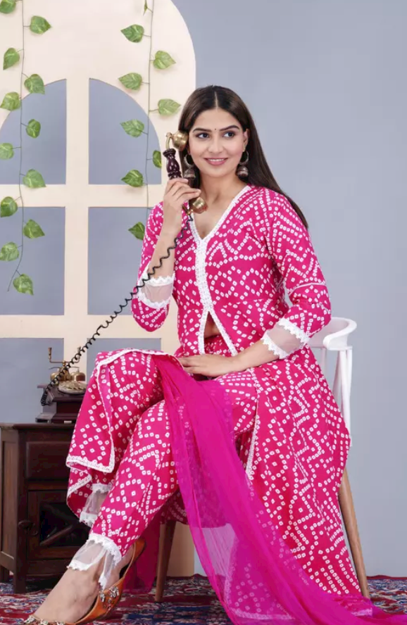 FANCY ELEGANT RAYON PRINTED KURTI PANT WITH DUPATTA SET