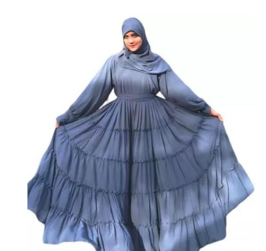 Gray Color Burqua Abaya With Hijab Nakab Belt